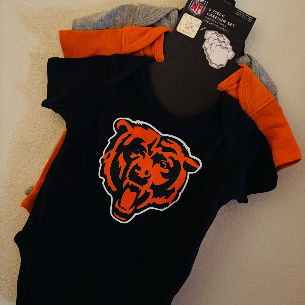 NFL Chicago Bears Infant Bodysuit Trio - Black, Orange, Gray